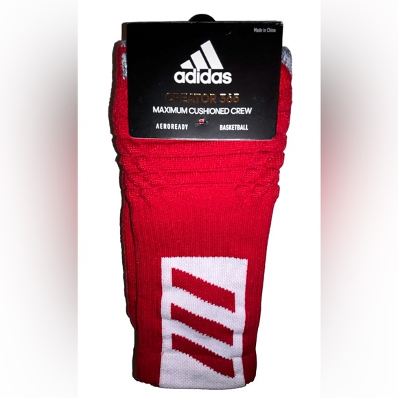 Adidas Creator 365 Basketball Crew Socks 1 Pair Men 12-16 Red w/ White Logo NEW - Picture 1 of 11